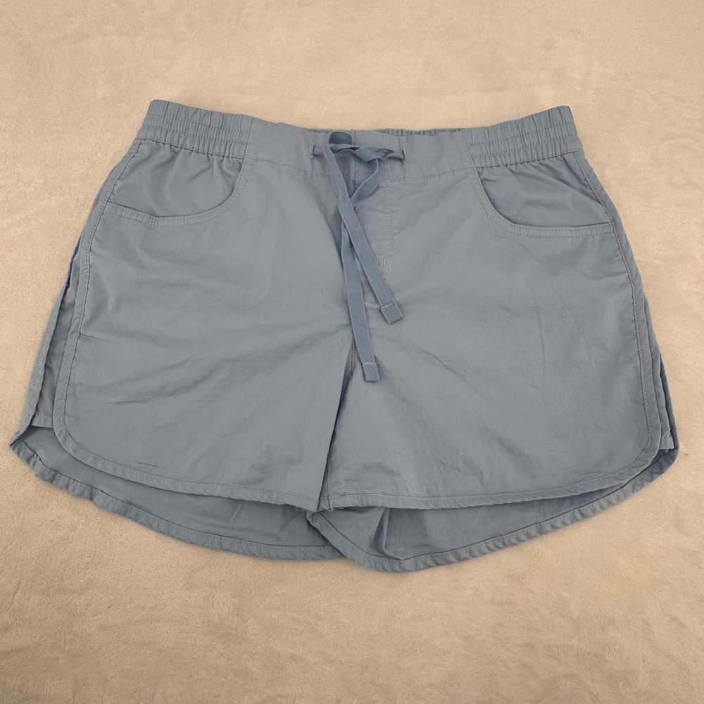 Eddie Bauer Womens Blue Elastic Waist Drawstring Shorts Size 10 Cotton Spandex
